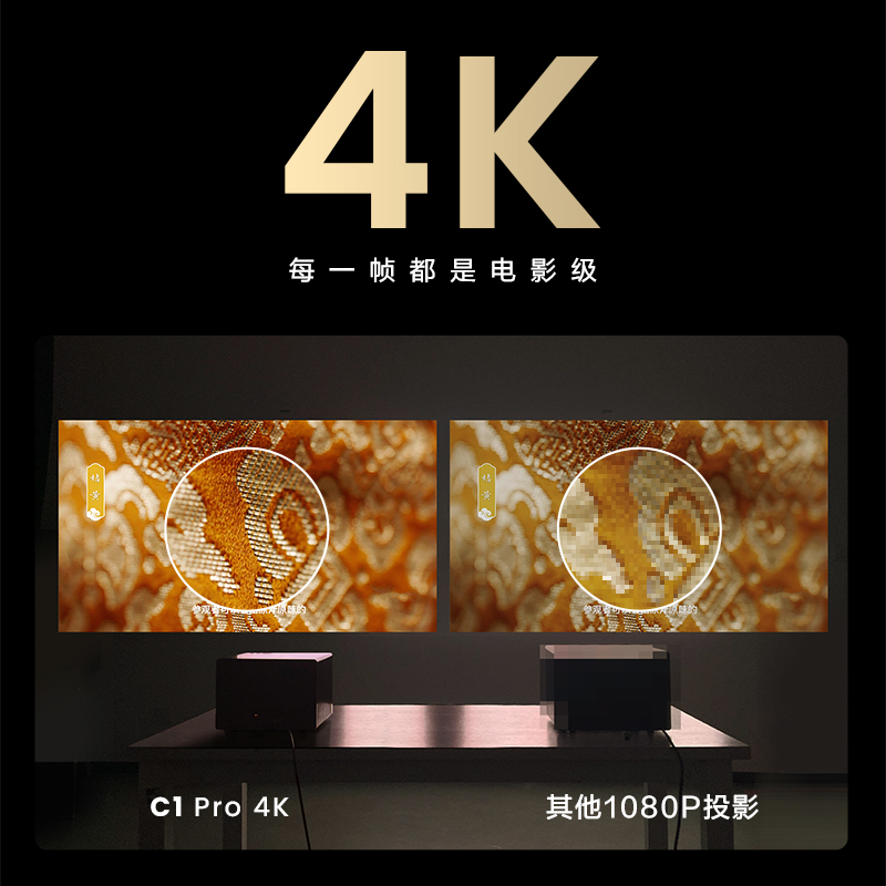 超【亮机皇】Vidda C1Pro海信4K三色激光投影仪家用超高清投影机 - 图3