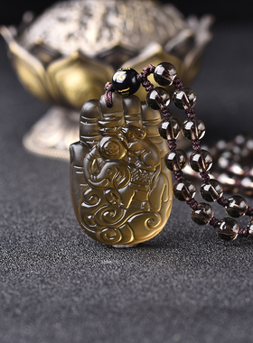 吊坠冰种黑曜石开运护身符项链