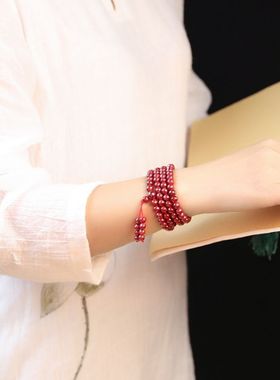 官方高含量晶体砂透光108颗晶体砂颗粒透光圆珠男女朱砂手链毛衣