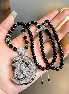 爆款天然银曜石望月狐狸