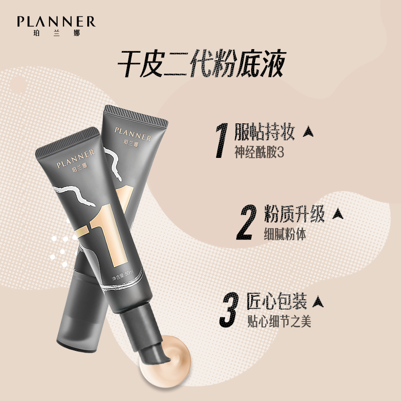 planner/珀兰娜水润妆前乳粉底液持妆遮瑕自然持色不脱妆干皮套装 - 图1