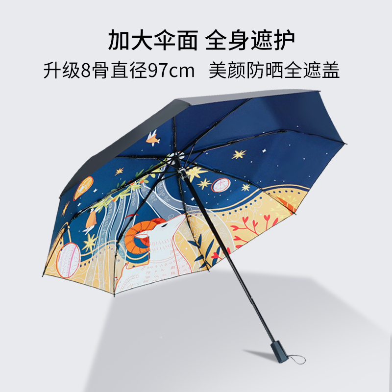 红叶太阳伞晴雨两用女防晒防紫外线小巧便携雨伞折叠高颜值遮阳伞-图2