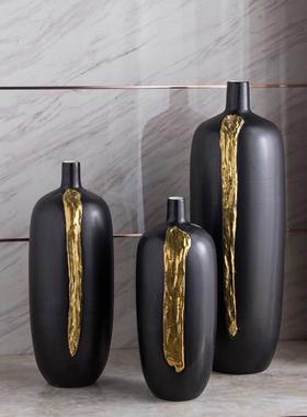 白色鎏金花器样板房装饰品陶瓷