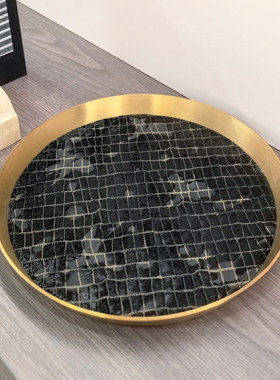 北欧鳄鱼纹马毛古铜色木质收纳盒
