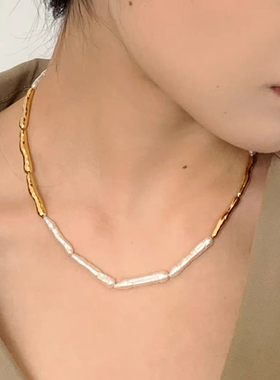 Céleste天然巴洛克牙签珍珠项链