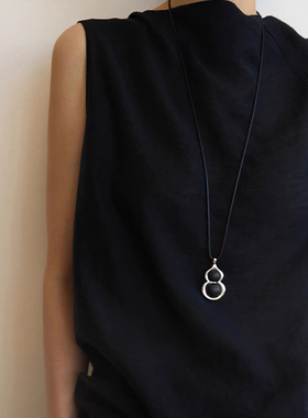 Céleste黑檀木葫芦吊坠项链女