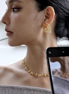 Céleste编织宝石项链套装女