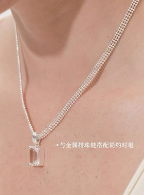 Céleste方块天然白水晶项链女