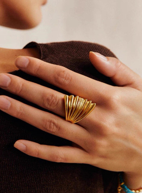 Céleste原创设计棕榈叶戒指女