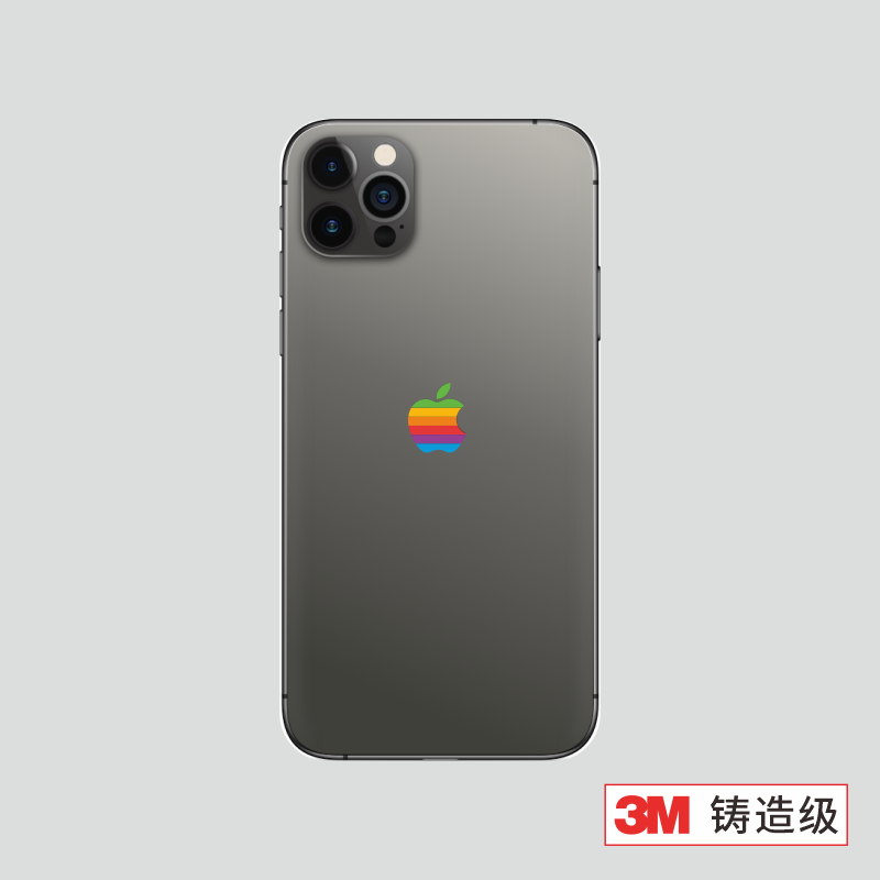 艺贴 3M铸造级材质带导气槽背胶彩虹创意logo保护膜适用iPhone苹果手机贴创意遮瑕防指纹防水不留胶一份4个装 - 图0