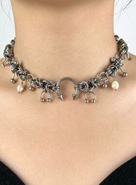 potato潮酷中性朋克风项链男女小众设计感马蹄环