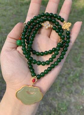 如意吊牌流苏吊坠沙金配件隔珠项链叠加多圈手串