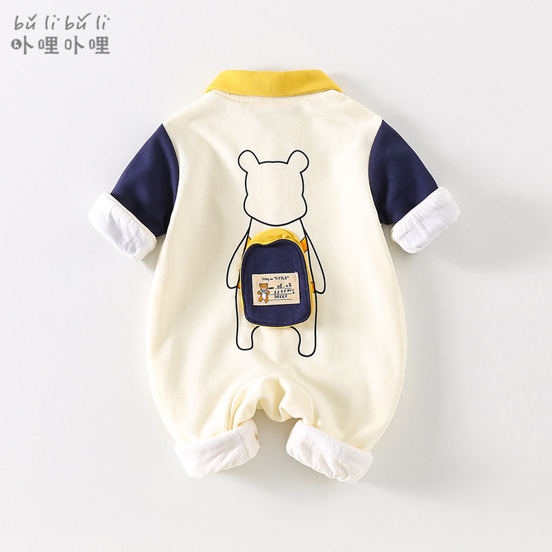 新生婴儿衣服春装棒球服外套连体衣 卟哩卟哩连身衣/爬服/哈衣