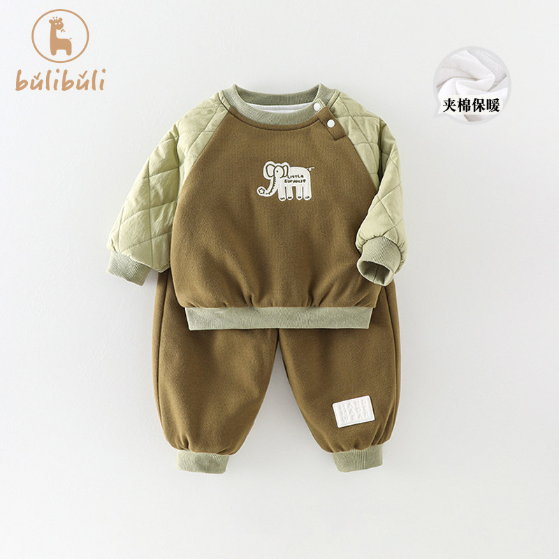 婴幼儿童套装秋冬装2024新款宝宝薄棉夹棉卫衣卫裤秋冬保暖两件套,淘宝优惠券,粉丝福利购,淘宝优惠卷