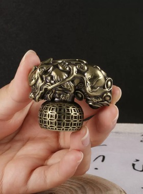 古玩铜器收藏纯铜貔貅烟斗烟锅便携式复古男士老式锅斗烟具配件