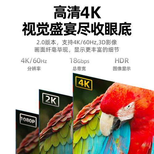 秋叶原hdmi高清线电脑机顶盒连接电视显示屏4K高清视频数据线0515 - 图1