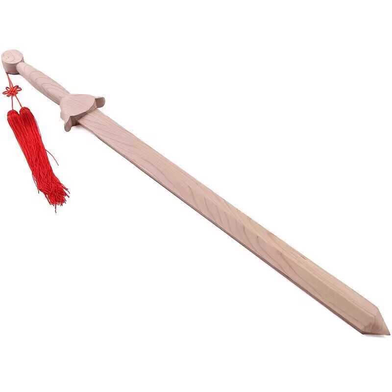 桃木剑纯桃木林正英同款道士剑挂件儿童七星宝剑一体太极剑摆件 - 图0