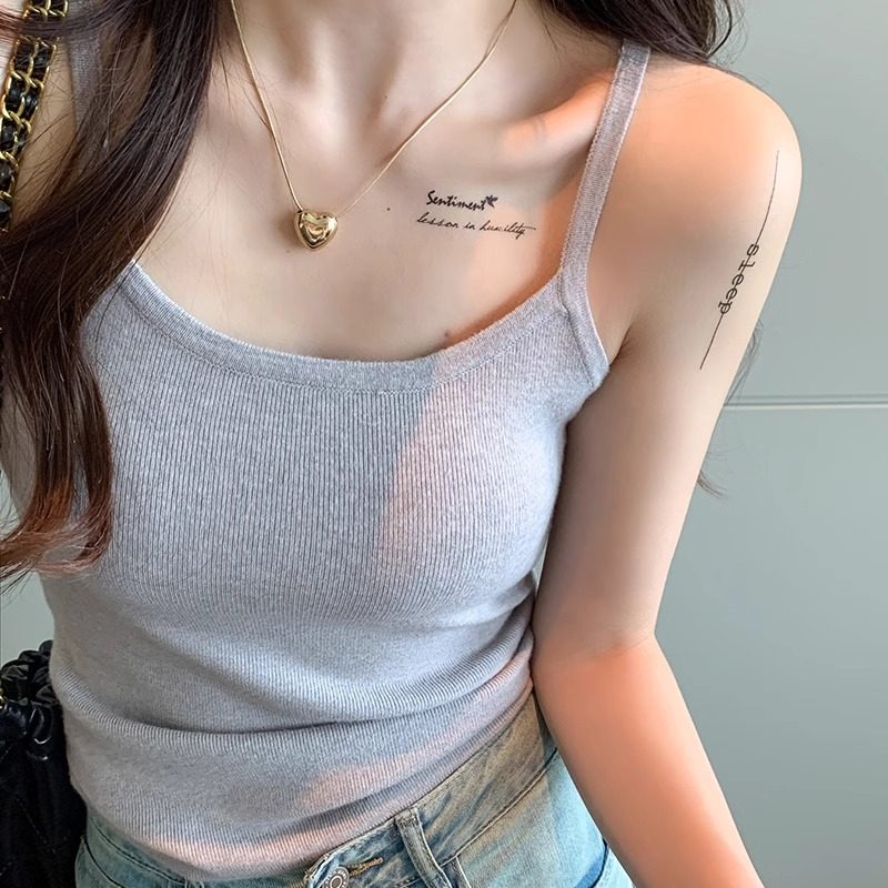 燕麦色吊带女西装内搭白色针织打底小背心2025年新款夏季外穿上衣,淘宝优惠券,粉丝福利购,淘宝优惠卷