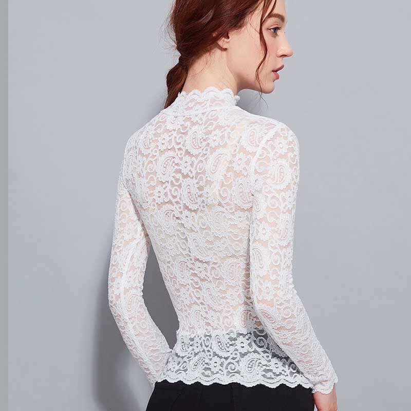 半高领蕾丝新款秋冬新品内搭t恤 靓妃娅蕾丝衫/雪纺衫