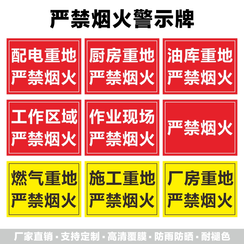 仓库重地区域严禁烟火禁止吸烟标示警示牌贴纸工厂车间消防安全生产警示标识有电危险当心触电工地标牌贴纸 - 图0