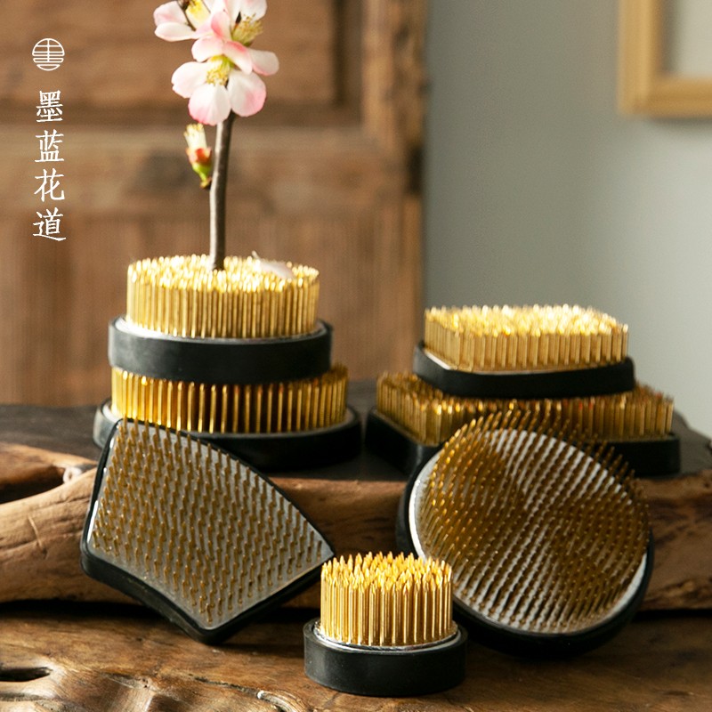 买一送一剑山插花器底座 中式日式插花固定不锈钢针花艺花道工具 - 图2