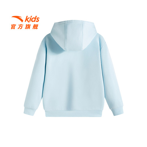 【搜3件65折】安踏儿童女大童针织连帽套头衫保暖中大童加绒卫衣 - 图0