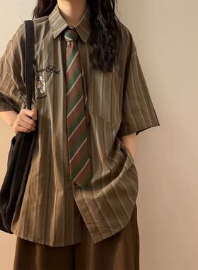 百搭休闲印花咖啡领带美式复古