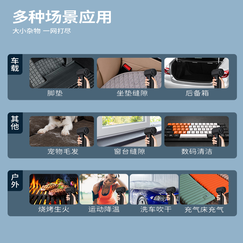 菠萝君booster暴力风扇户外高速涡轮手持 64mm涵道高速无刷强力吹水洗车收水鼓风机无刷电机1400g推力