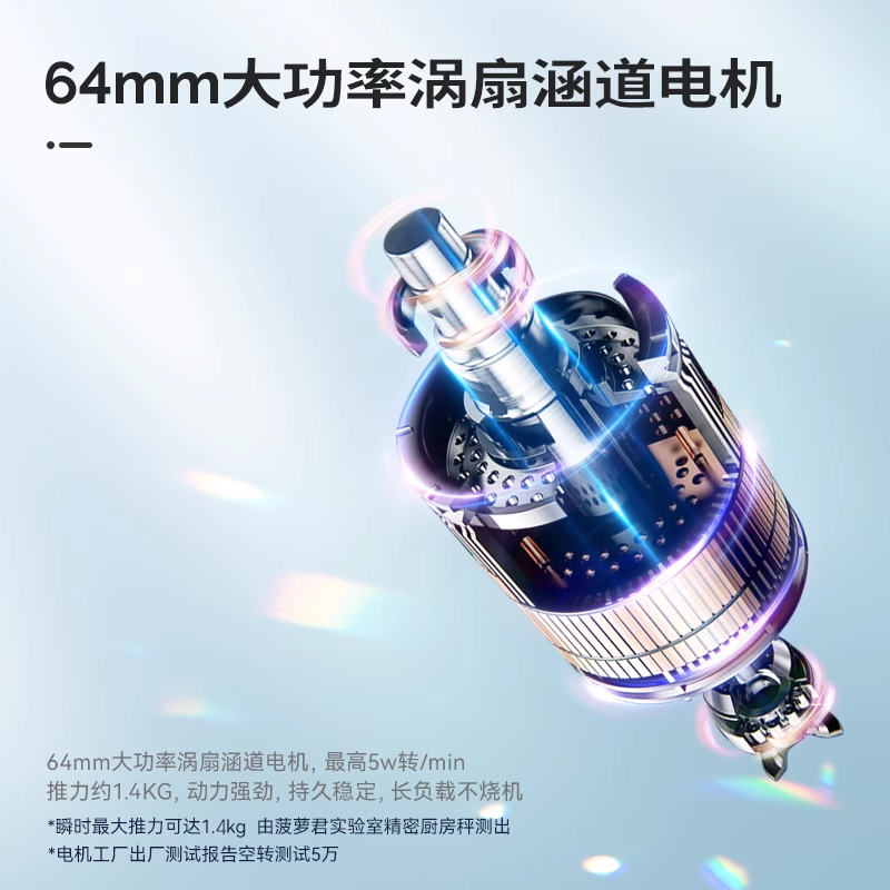 菠萝君booster暴力风扇户外高速涡轮手持 64mm涵道高速无刷强力吹水洗车收水鼓风机无刷电机1400g推力
