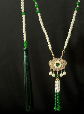 绛尾儿 长款软璎珞古风流苏项链明制汉服配饰中国风女 背云可拆卸