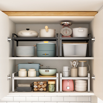 Kitchen Table Top Shelf Retractable Overall Cupboard internal partitions Stratified Pan Shelf Withdrawal of Saucepan Shelves Pull-out Seasonings Storage