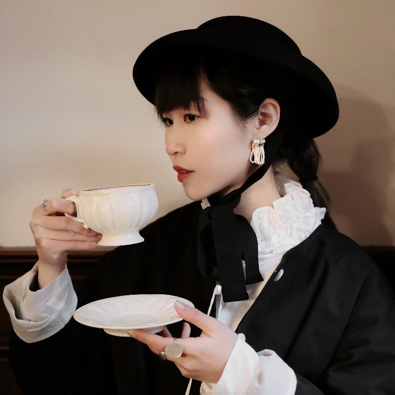 法式复古系带黑色蝴蝶结羊毛呢小盆帽女秋冬日系毛毡礼帽写真毡帽,淘宝优惠券,粉丝福利购,淘宝优惠卷