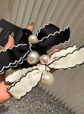 实拍韩国东大门NYUNYU蝴蝶结珍珠