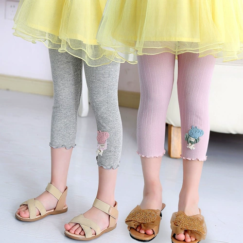 Тонкие штаны для девочек, детские леггинсы для отдыха, в западном стиле, детская одежда