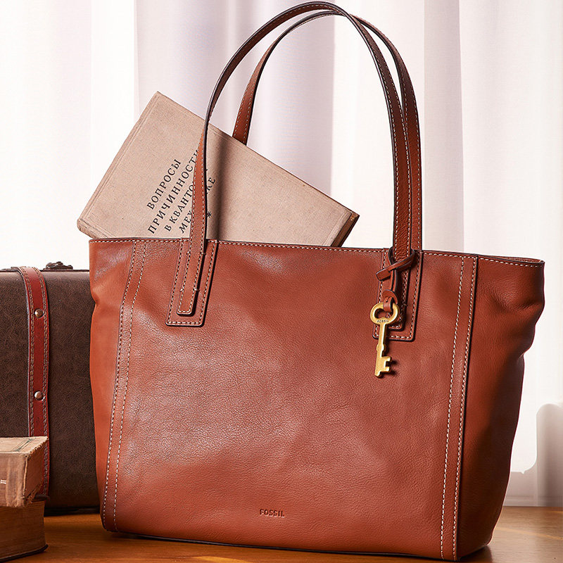 fossil化石女托特包复古真皮包包 fossil箱包女士包袋