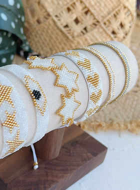 白色情人异域风情磨砂系哥伦比亚古董miyuki串珠米珠手链手环