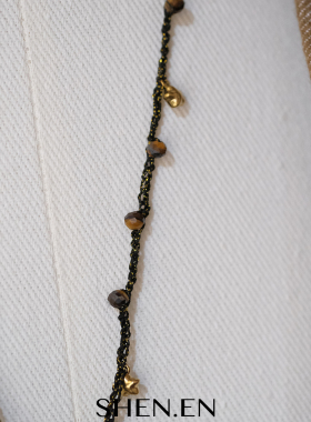 直播特价灰月光拉长石新款金丝钩针叠戴款颈链项链毛衣链吊坠款