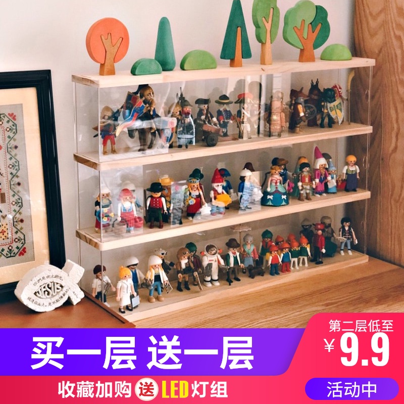 Figure storage box open door wooden lighting acrylic