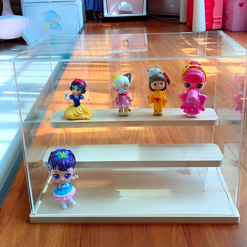 Fully transparent blind box storage display stand Bubble Mart acrylic dust box doll hand-held storage box storage rack