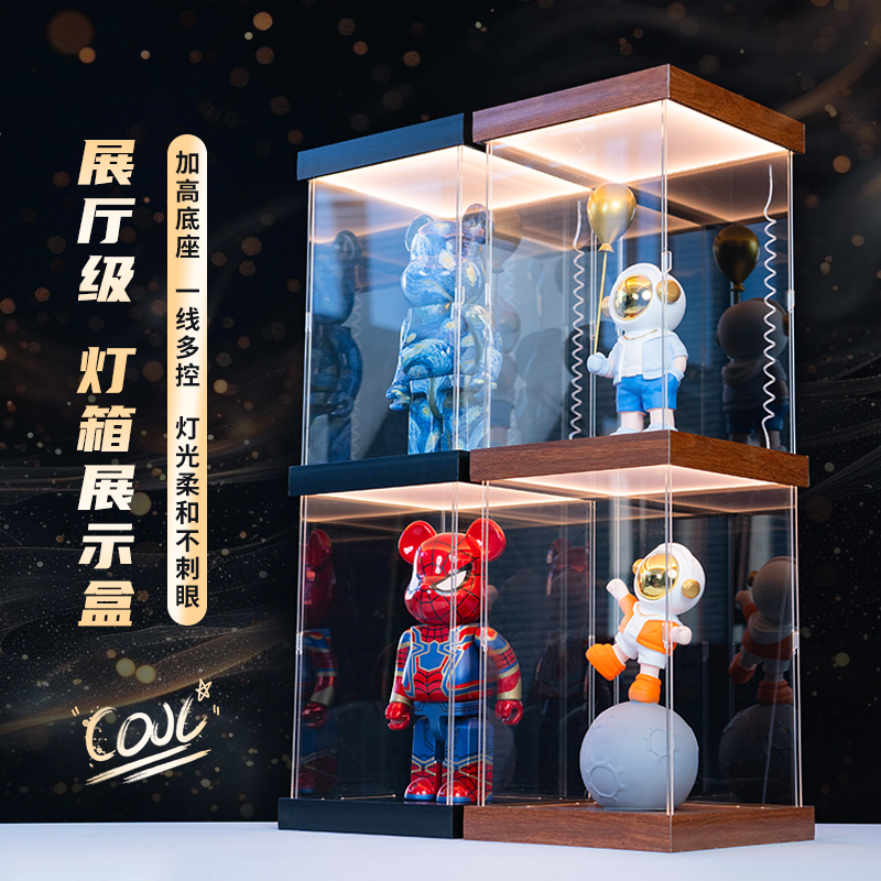 适用泡泡玛特MEGA SPACE MOLLY 彩虹 400%手办灯箱亚克力收纳盒 - 图0
