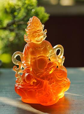 古法琉璃黄财神佛像摆件居家客厅佛堂寺庙桌面办公供奉摆放财神爷