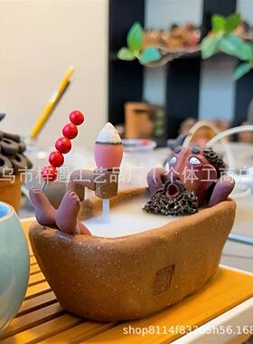 新品Bath Guy Ceramic Incense Holder手工浴男香炉摆件
