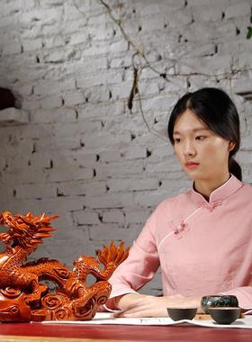 花梨实木质雕刻龙摆件十二生肖木龙吉祥物家居客厅装饰红木工艺品
