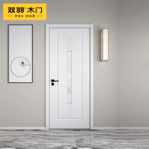 Double down wood door New Chinese style bookhouse door minimalist ancient Park toilet door Kitchen Door White PE-010