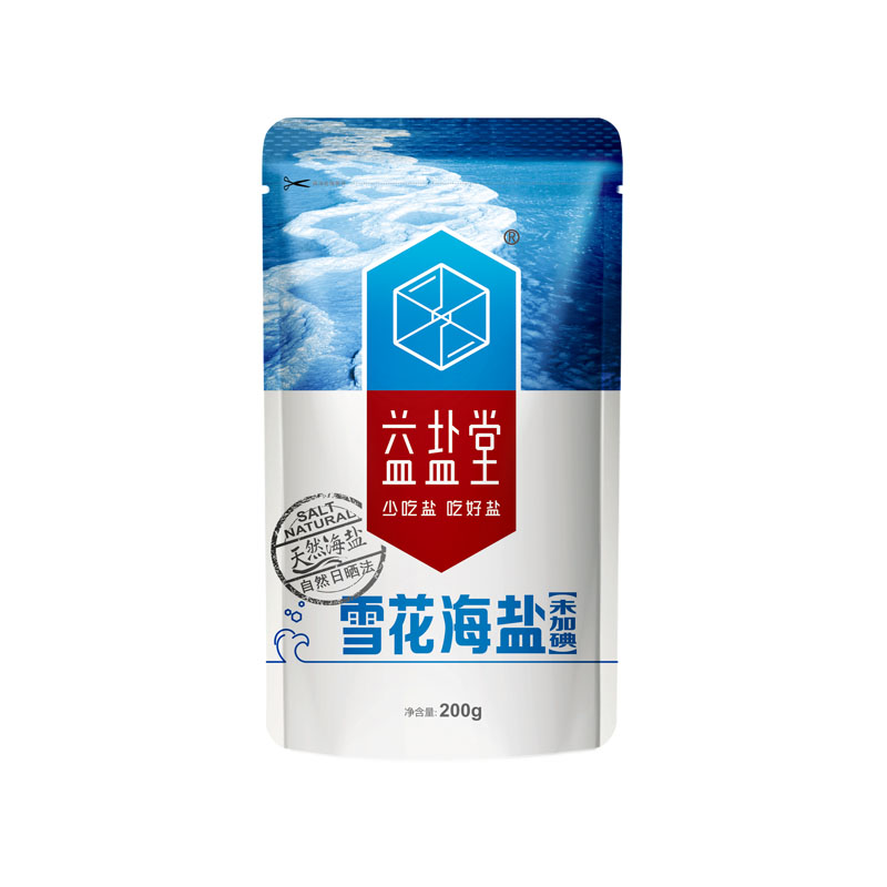 益盐堂未加碘精制盐雪花海盐200g*6袋自然低钠无抗结剂炒菜食用盐
