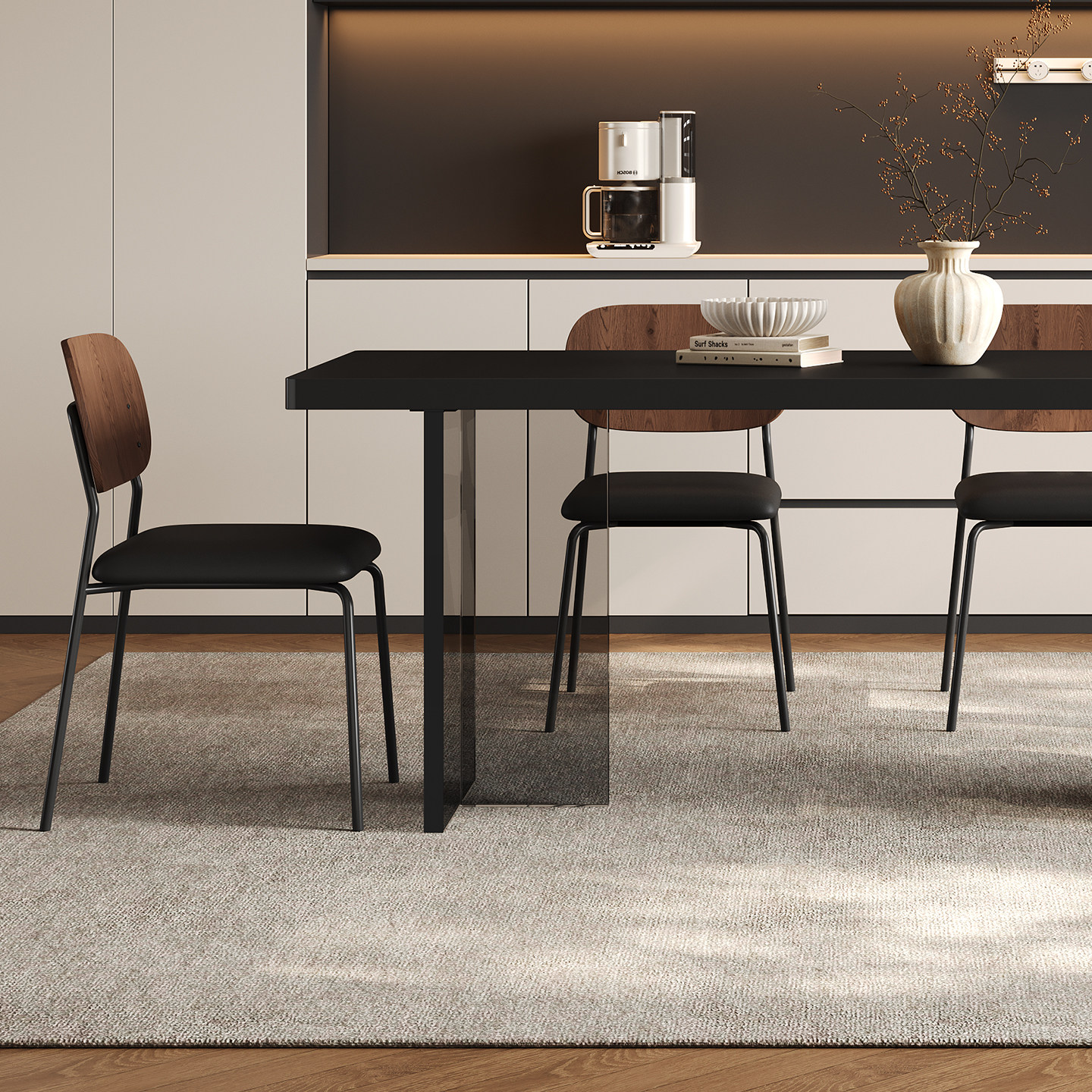 奥古斯特岩板餐桌轻奢现代简约家用高级感透明悬浮亚克力复古饭桌,淘宝优惠券,粉丝福利购,淘宝优惠卷