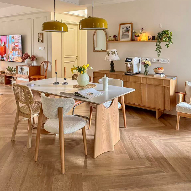 奥古斯特  原木风实木餐桌日系2026新款长方形家用餐厅岩板餐桌椅,淘宝优惠券,粉丝福利购,淘宝优惠卷