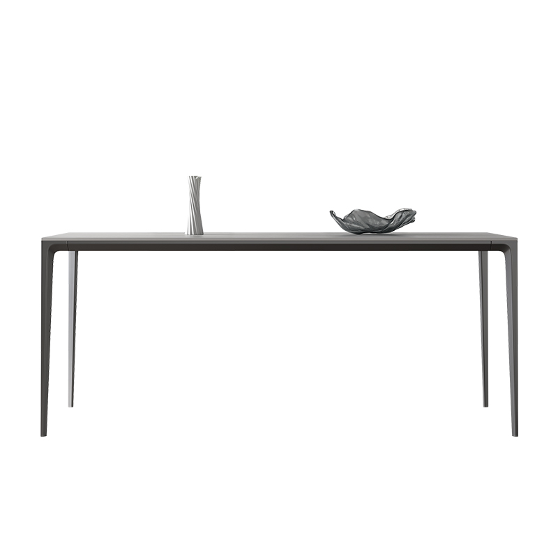 灰色岩板餐桌哑光面意式极简家用小户型现代简约长方形餐桌椅组合-图3