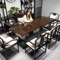 Black Sandalwood Solid Wood Log Large Board Tea Table And Chairs Combine New Chinese Okan Tea Table Owner Desk Brief big Bandai