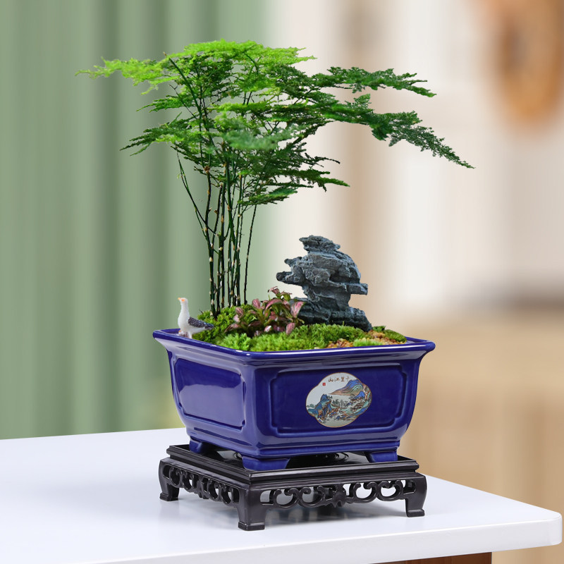 复古陶瓷花盆客厅桌面文竹蝴蝶兰君子兰盆栽多肉绿植造景大口径盆,淘宝优惠券,粉丝福利购,淘宝优惠卷